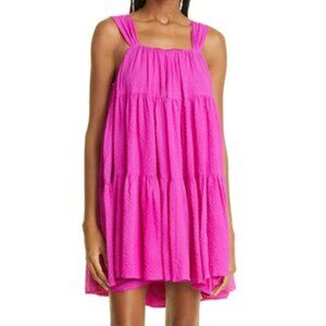 Stine Goya Benedicte Pleated Mini Dress In Flamingo